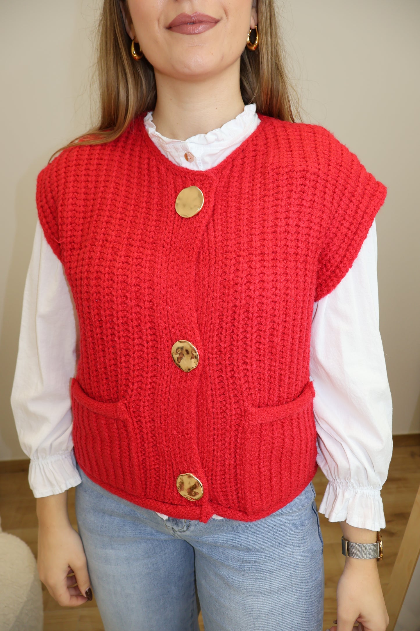 Chaleco punto rojo