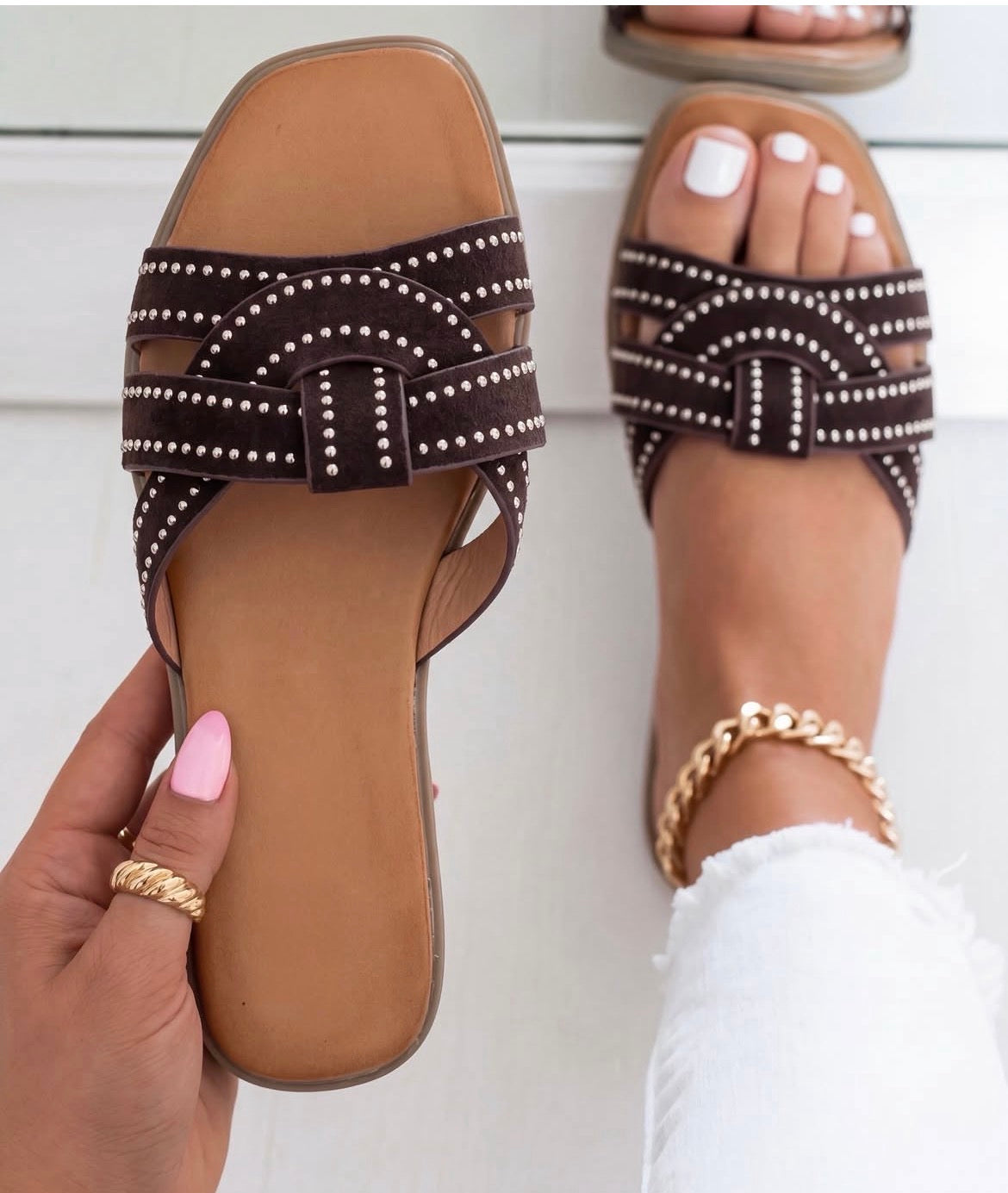 Sandalias Tachuelas Chocolate