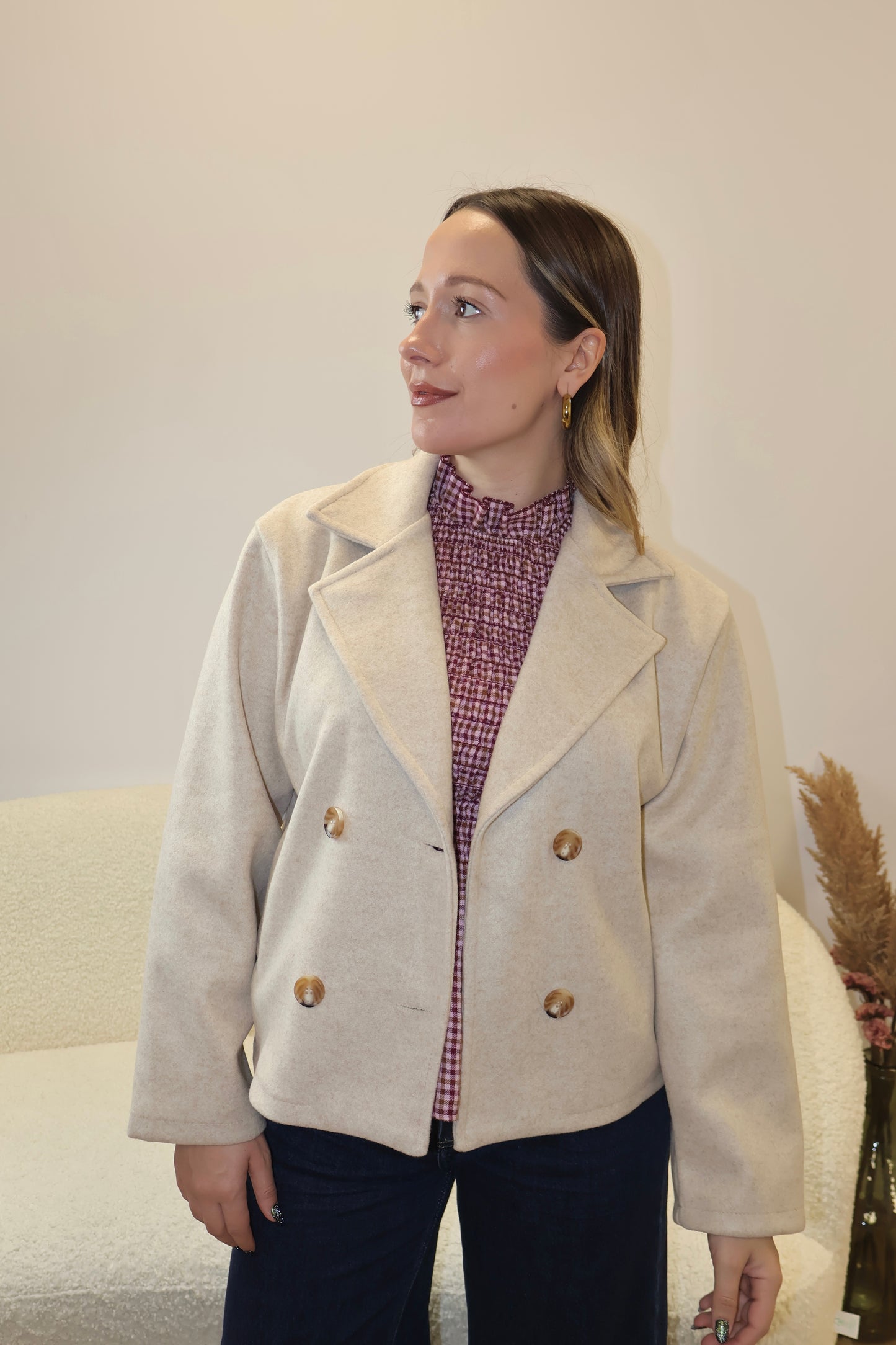 Abrigo Paño Beige Corto