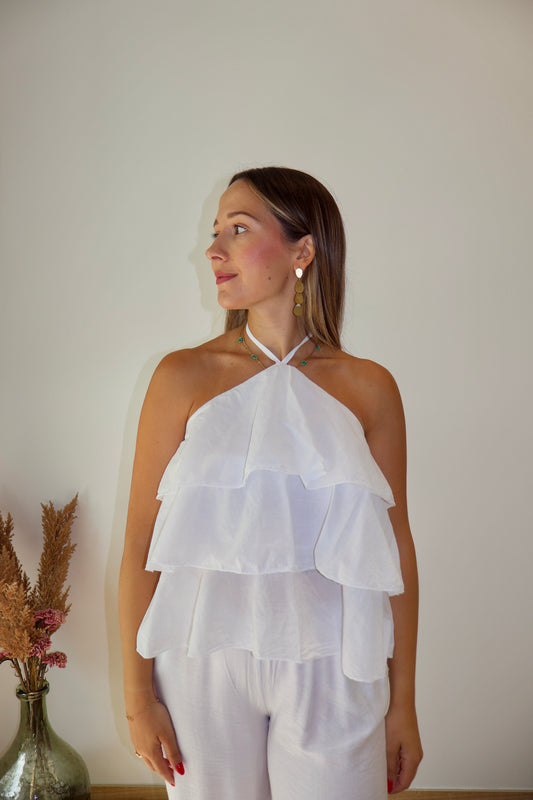 Blusa blanca volantes
