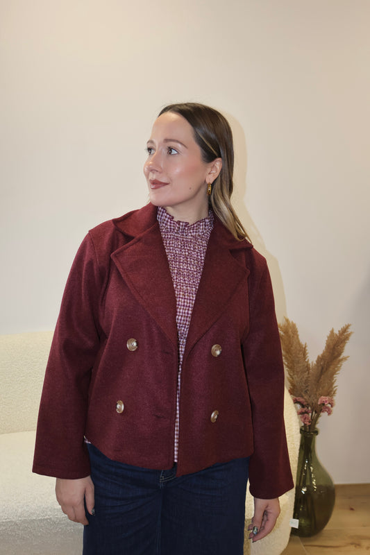 Abrigo Paño Burdeos Corto