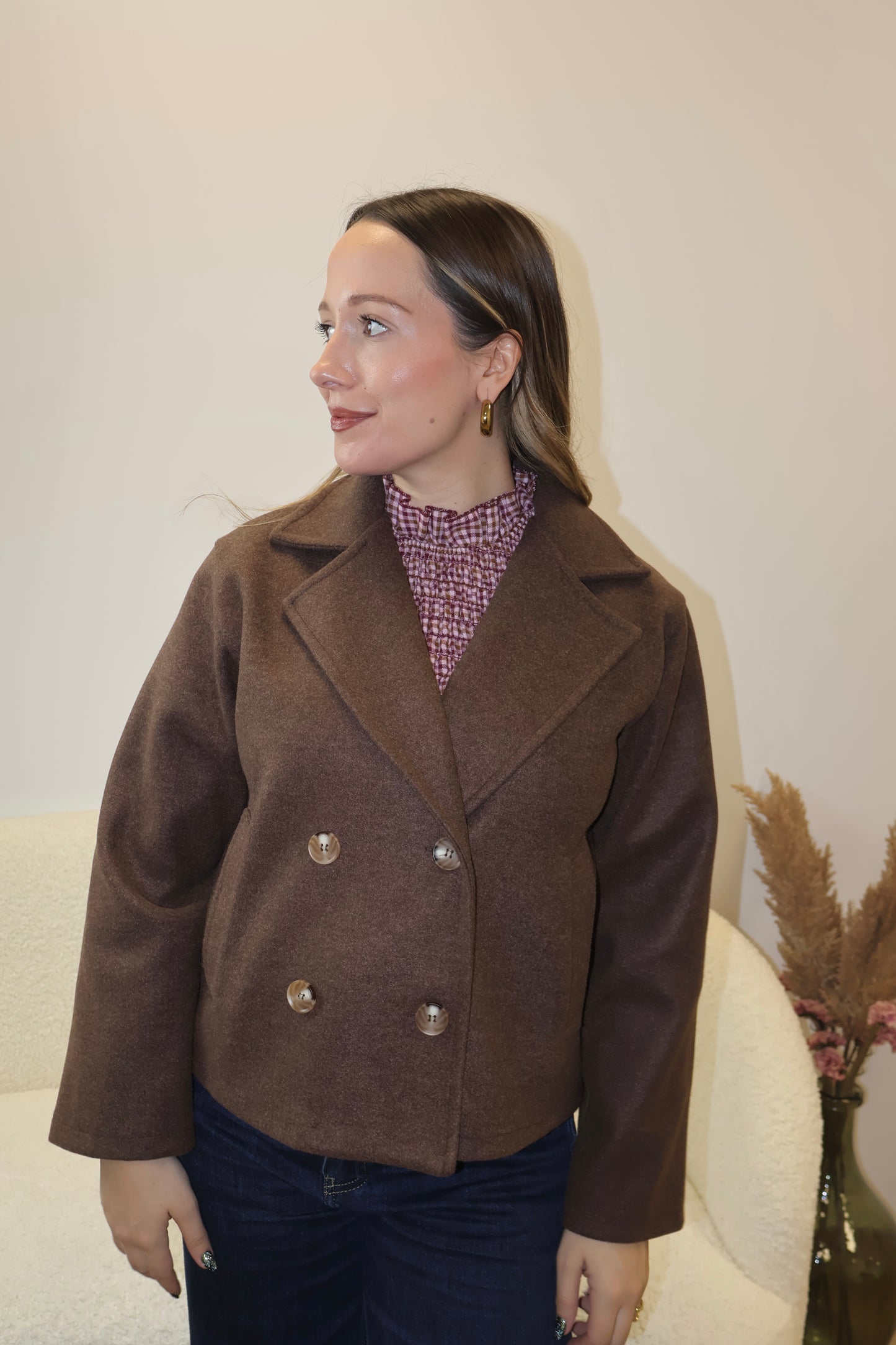 Abrigo Paño Chocolate Corto