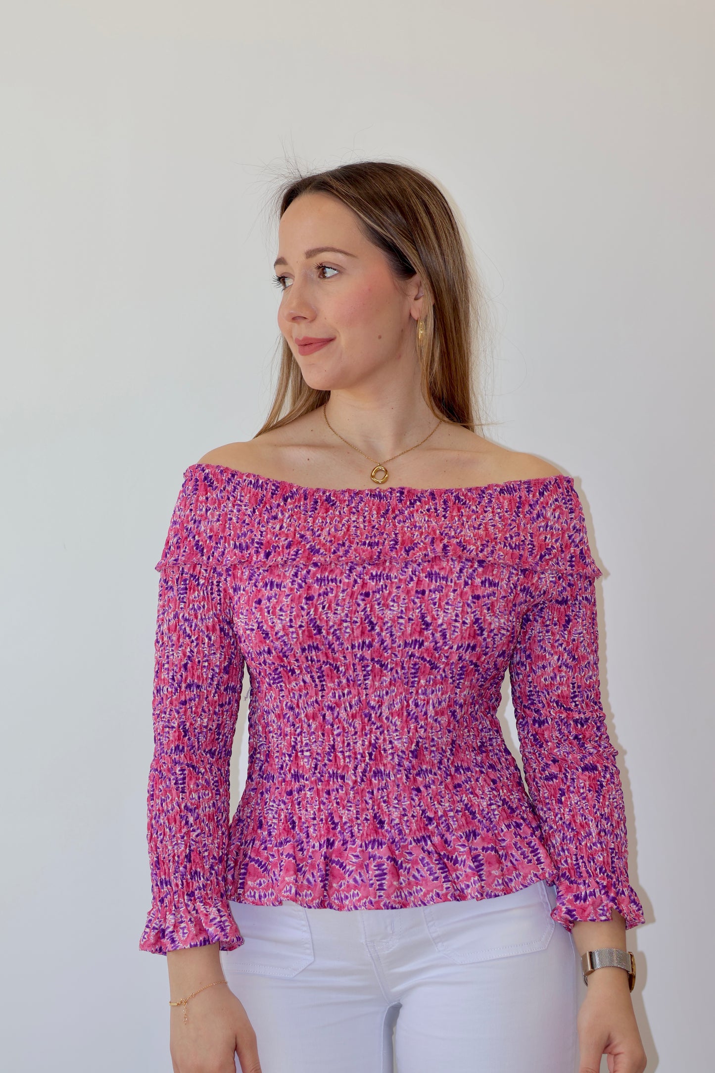 Blusa Maya Bardot Fucsia