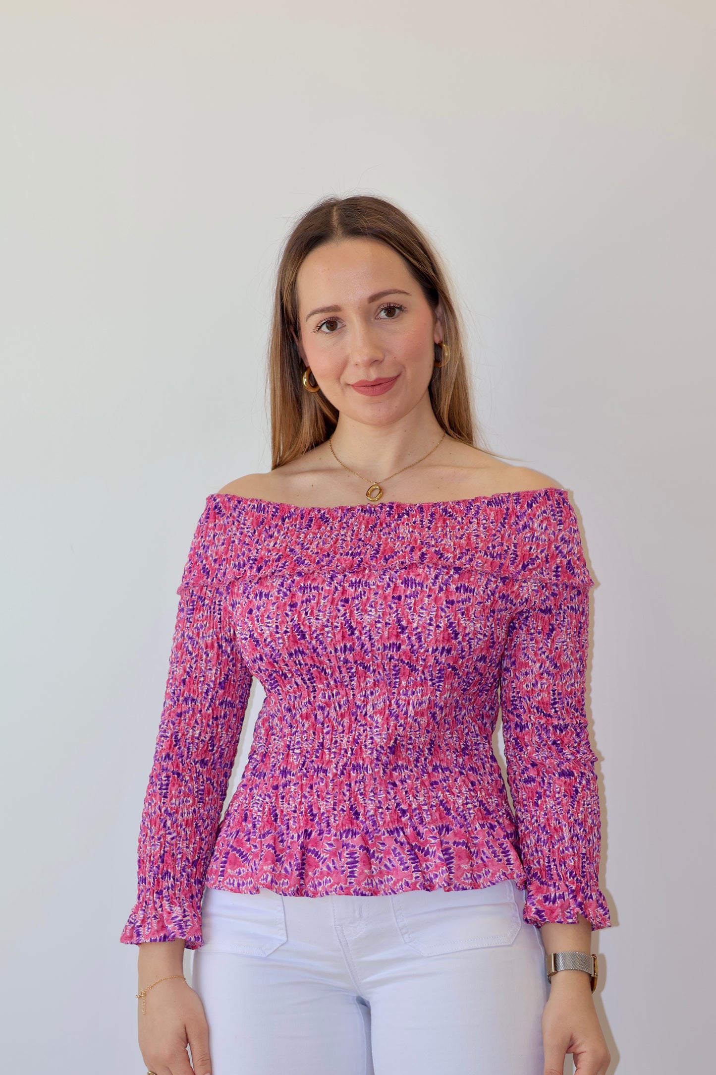 Blusa Maya Bardot Fucsia