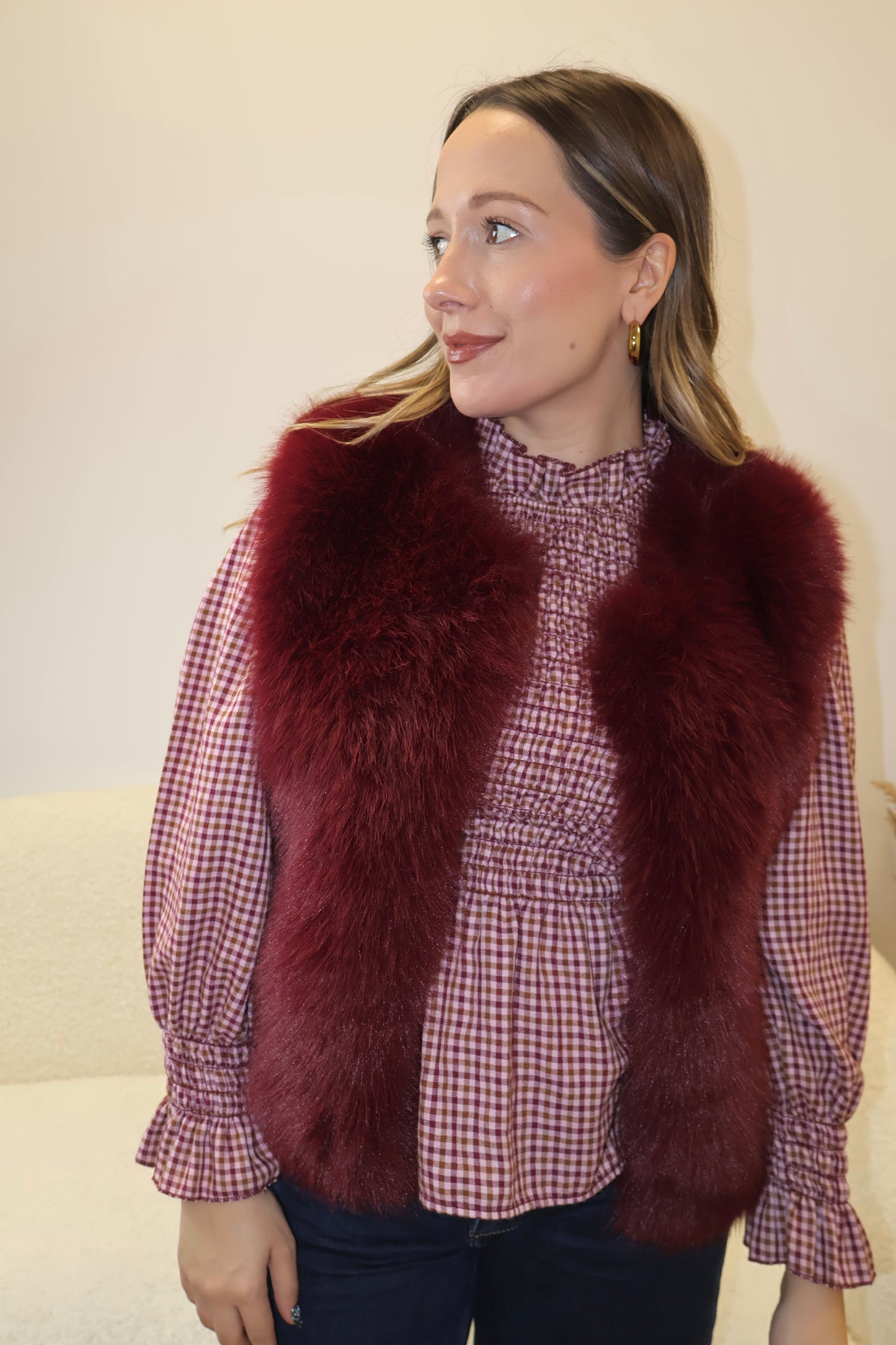 Chaleco pelo burdeos