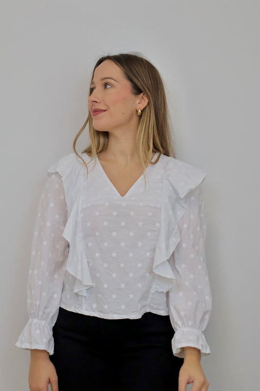 BLUSA VOLANTES BLANCA